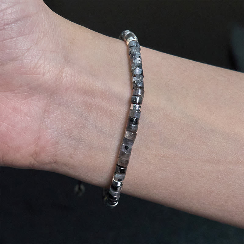 Black Glitter Stone Courage Bracelet for Spiritual Protection