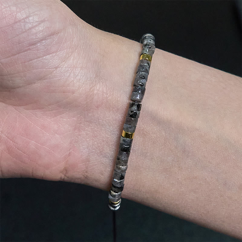 Black Glitter Stone Courage Bracelet for Spiritual Protection