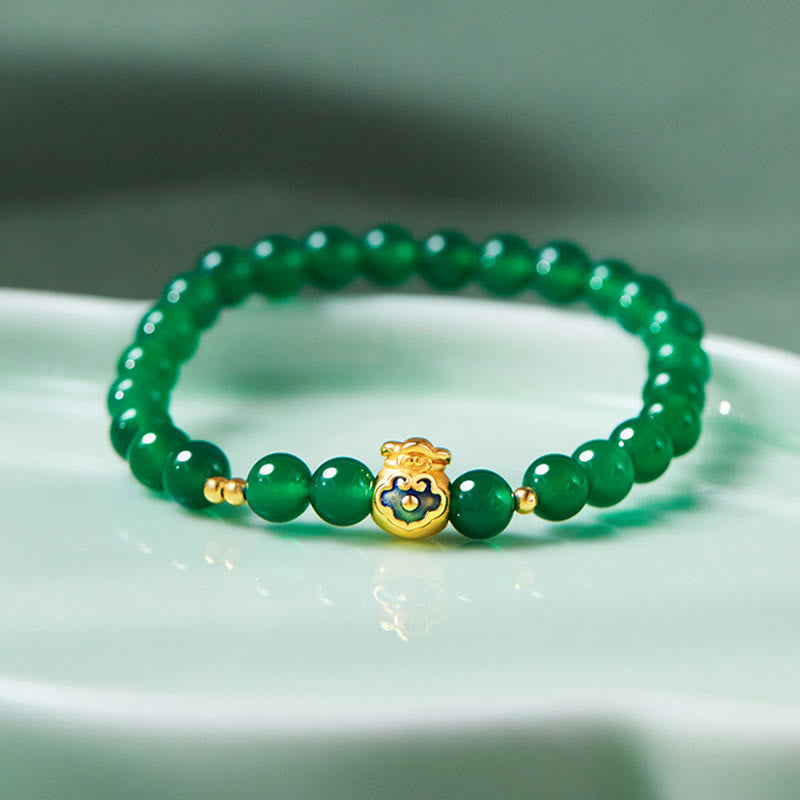 Green Chalcedony Agate Bracelet for Strength and Calm
