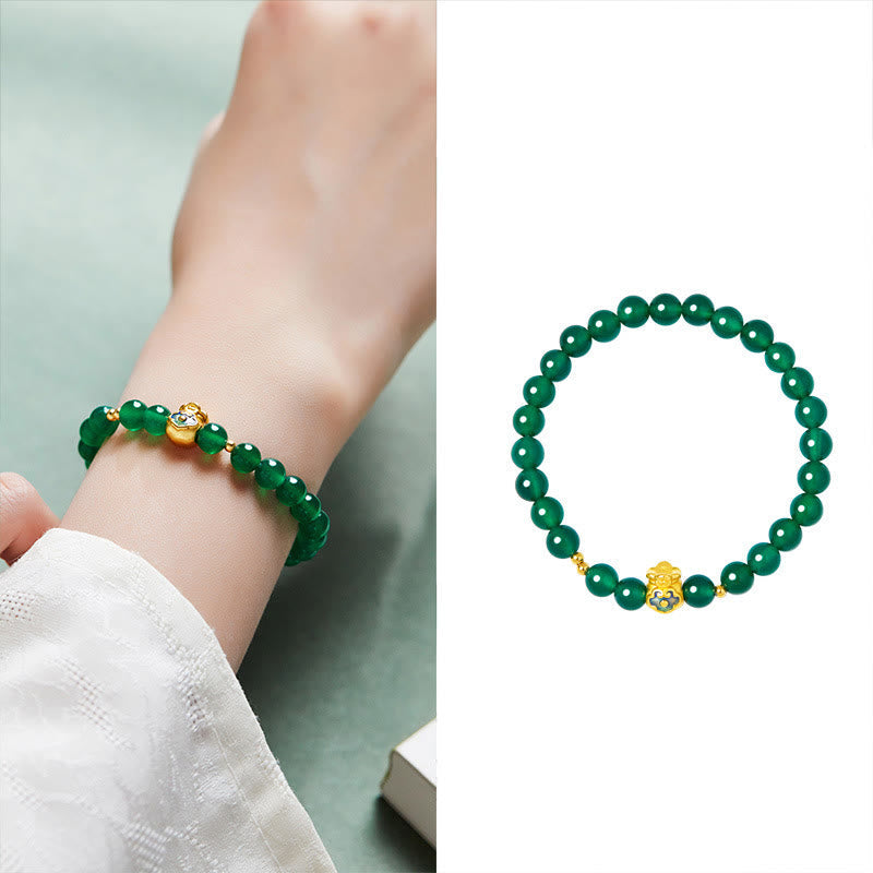 Green Chalcedony Agate Bracelet for Strength and Calm
