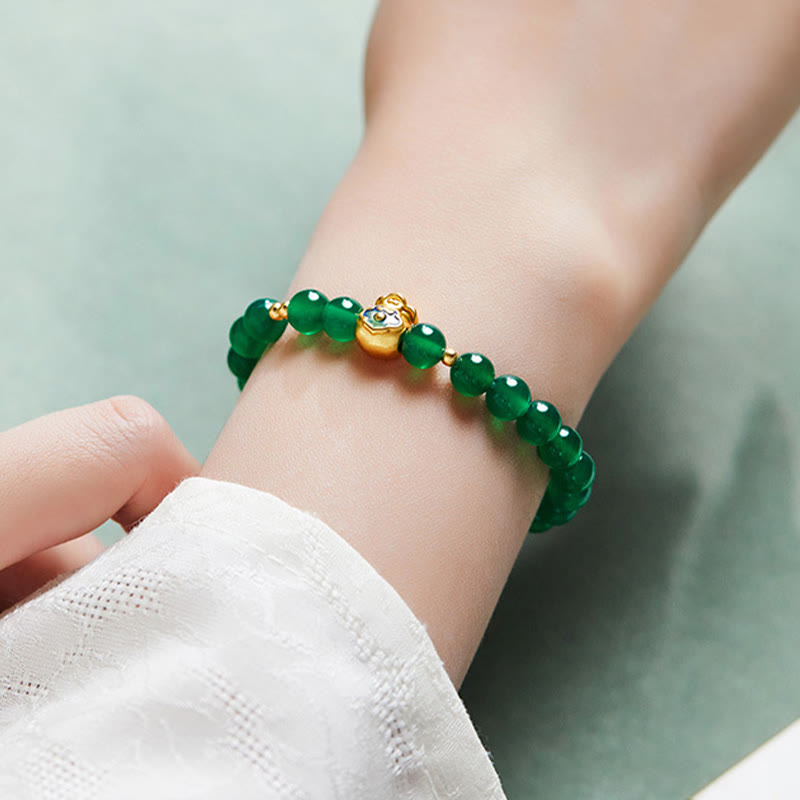 Green Chalcedony Agate Bracelet for Strength and Calm