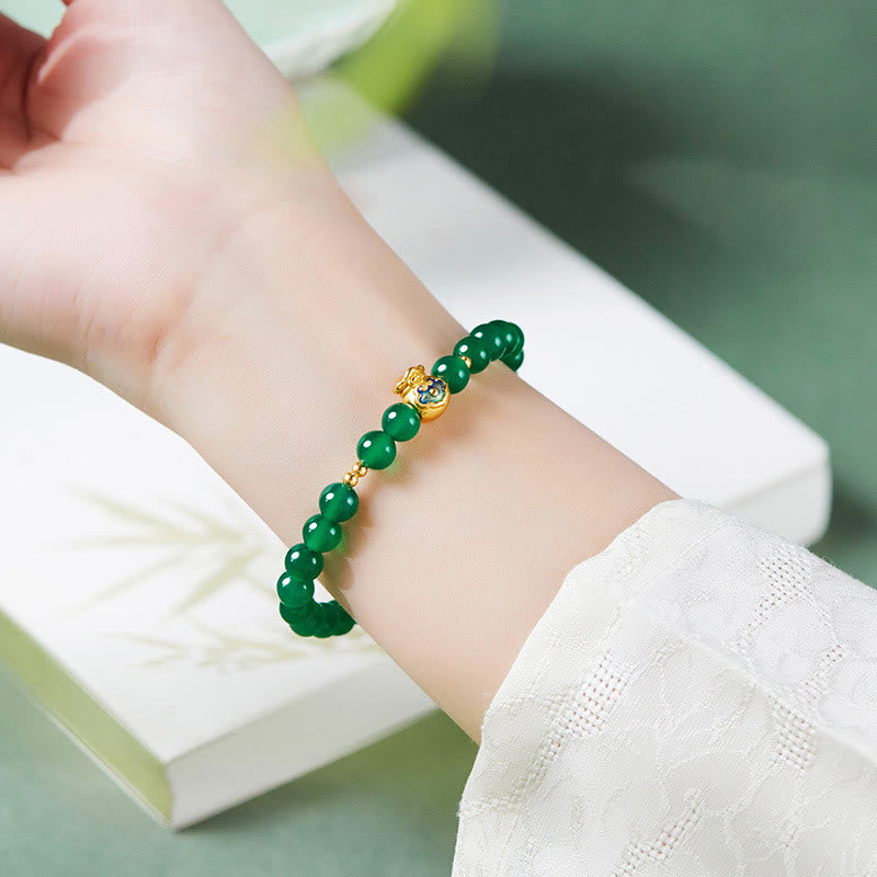 Green Chalcedony Agate Bracelet for Strength and Calm