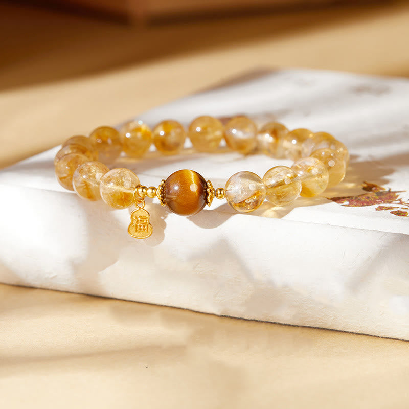 Natural Tiger Eye Citrine Prosperity Bracelet 8mm