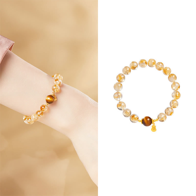 Natural Tiger Eye Citrine Prosperity Bracelet 8mm
