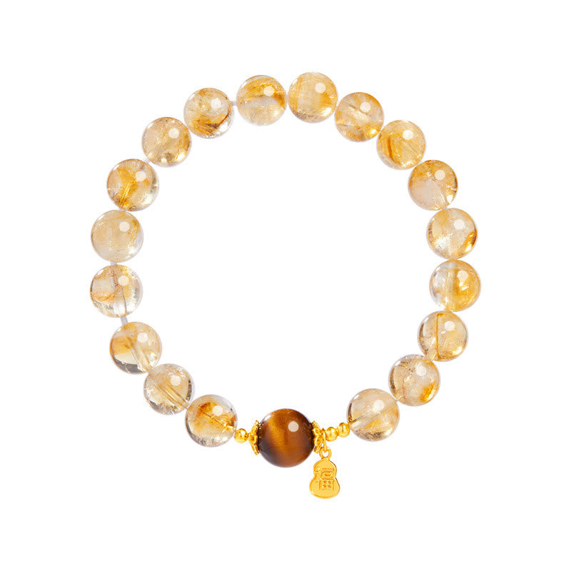 Natural Tiger Eye Citrine Prosperity Bracelet 8mm