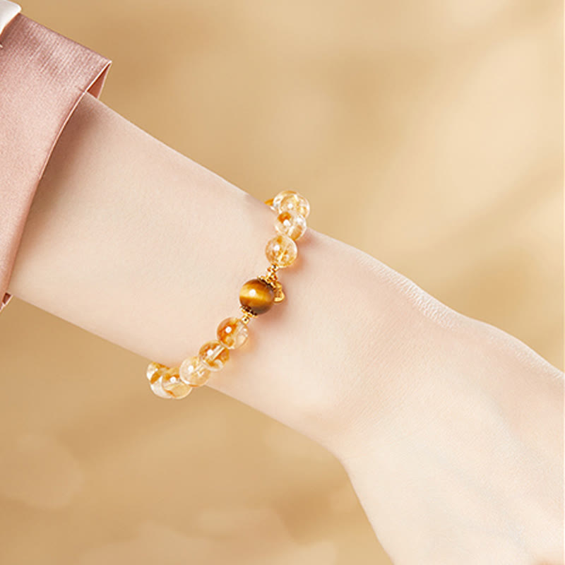Natural Tiger Eye Citrine Prosperity Bracelet 8mm