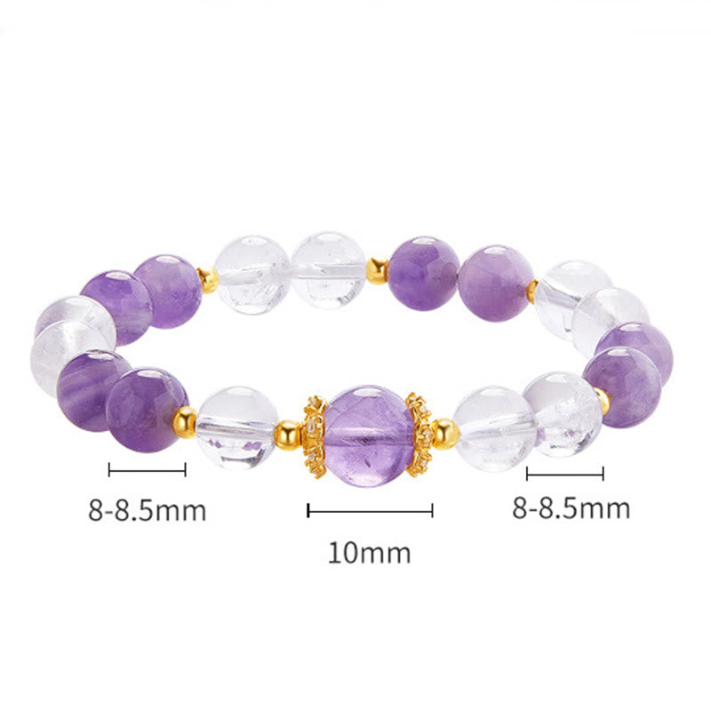 Amethyst 10mm White Crystal Balance Bracelet