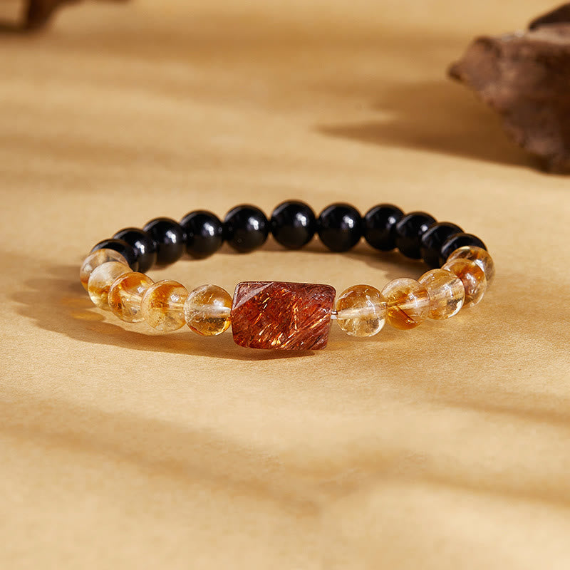 8mm Obsidian Citrine Super Seven Strength Bracelet