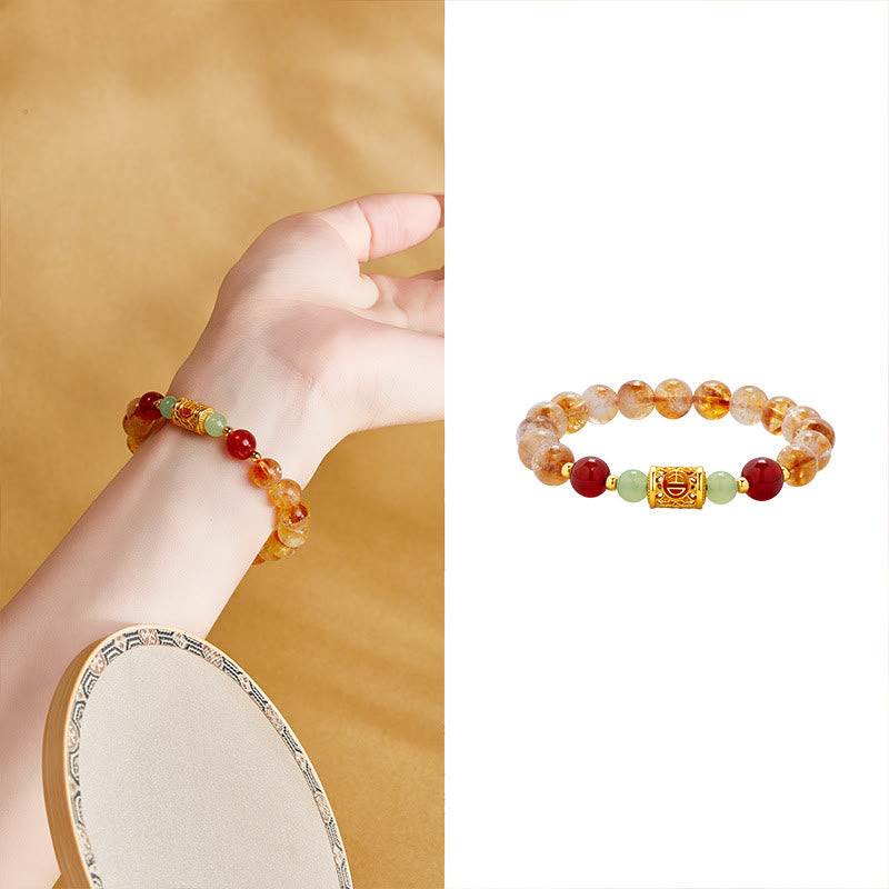 8.5mm Citrine & Sterling Silver Protection Bracelet