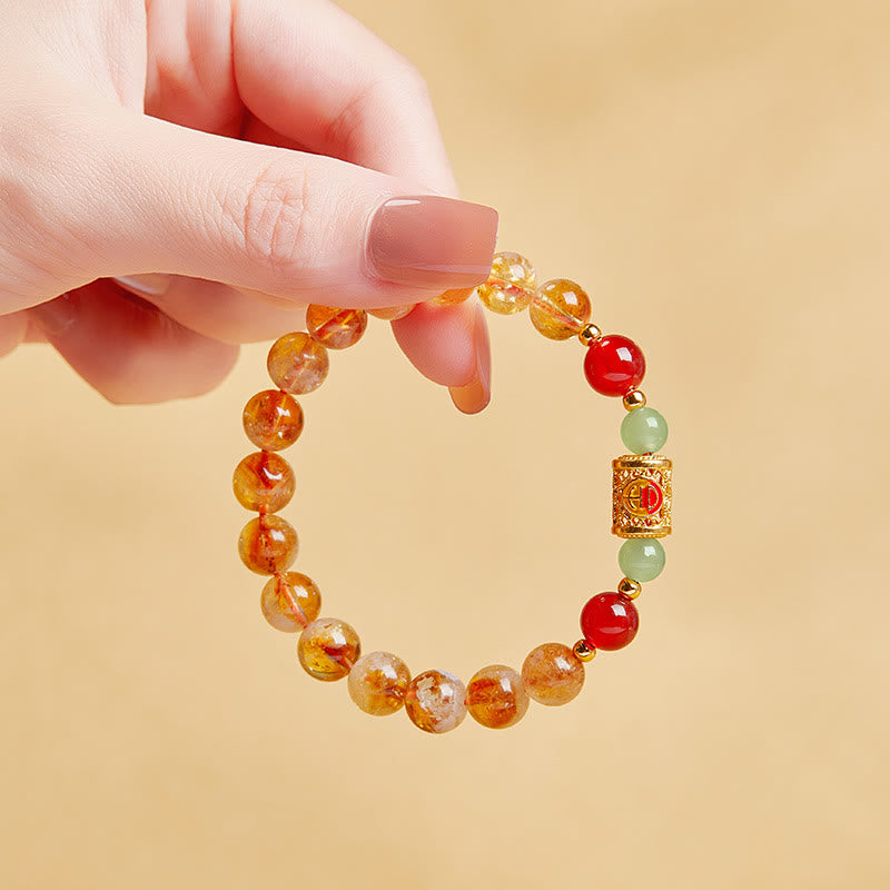 8.5mm Citrine & Sterling Silver Protection Bracelet