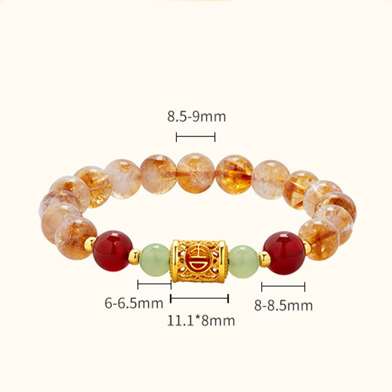 8.5mm Citrine & Sterling Silver Protection Bracelet