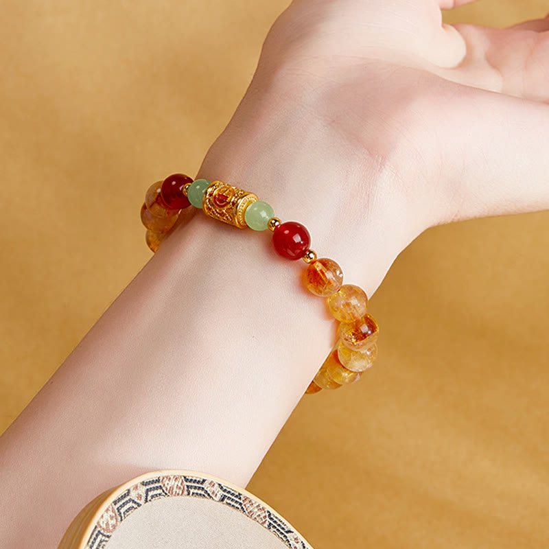 8.5mm Citrine & Sterling Silver Protection Bracelet