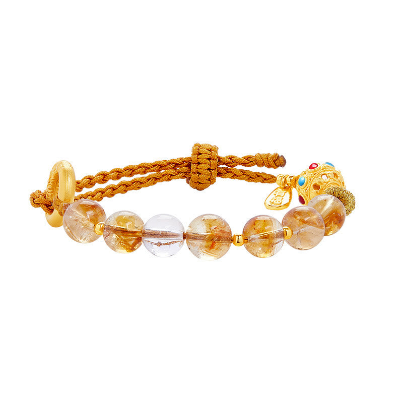 8mm Citrine Bracelet with Peace Buckle for Protection