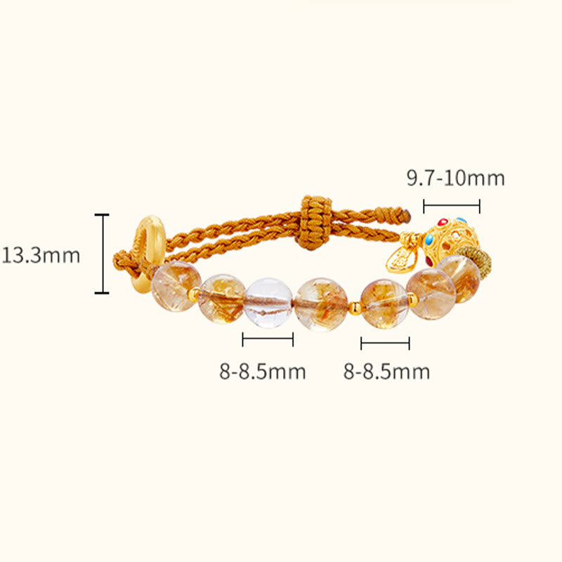 8mm Citrine Bracelet with Peace Buckle for Protection