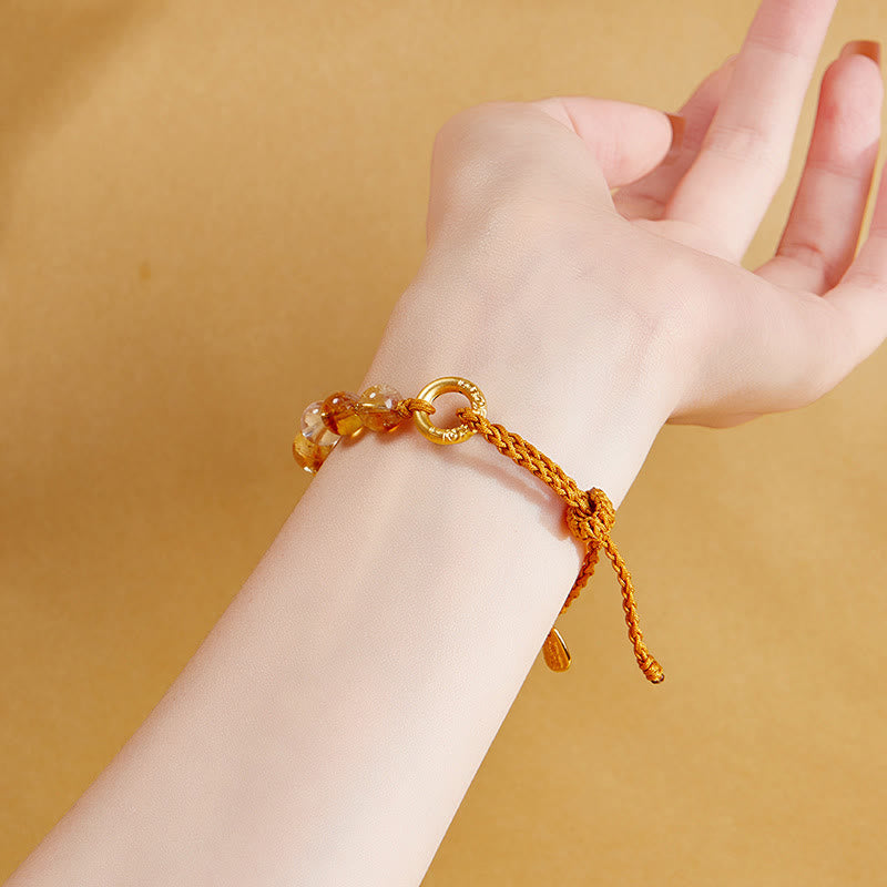8mm Citrine Bracelet with Peace Buckle for Protection
