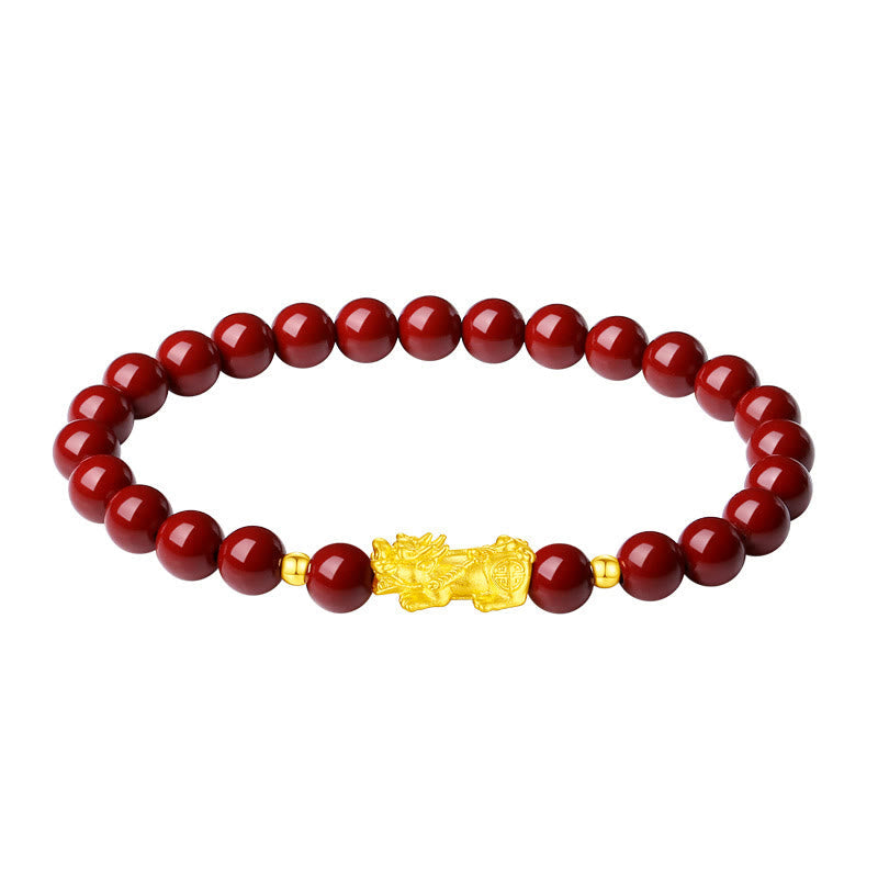 6mm Cinnabar Pixiu Bracelet for Calm and Wealth