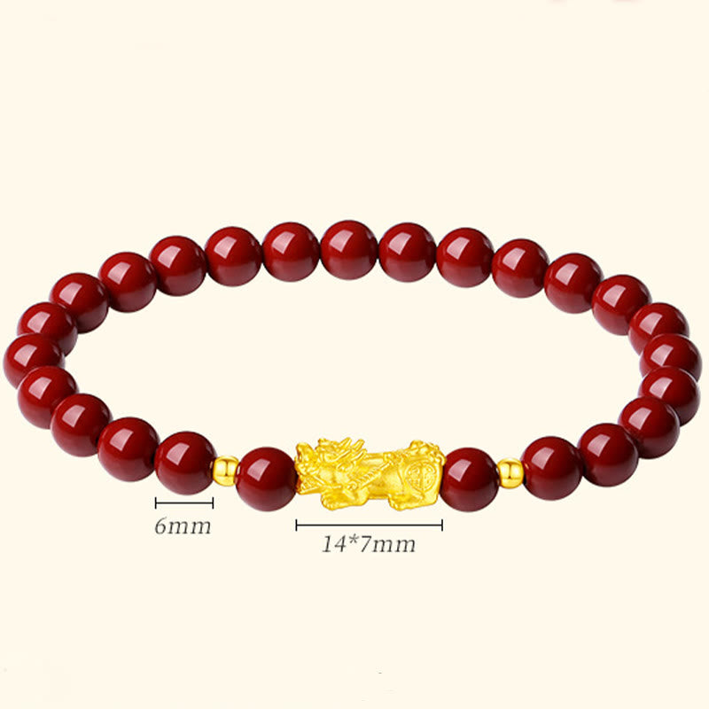 6mm Cinnabar Pixiu Bracelet for Calm and Wealth