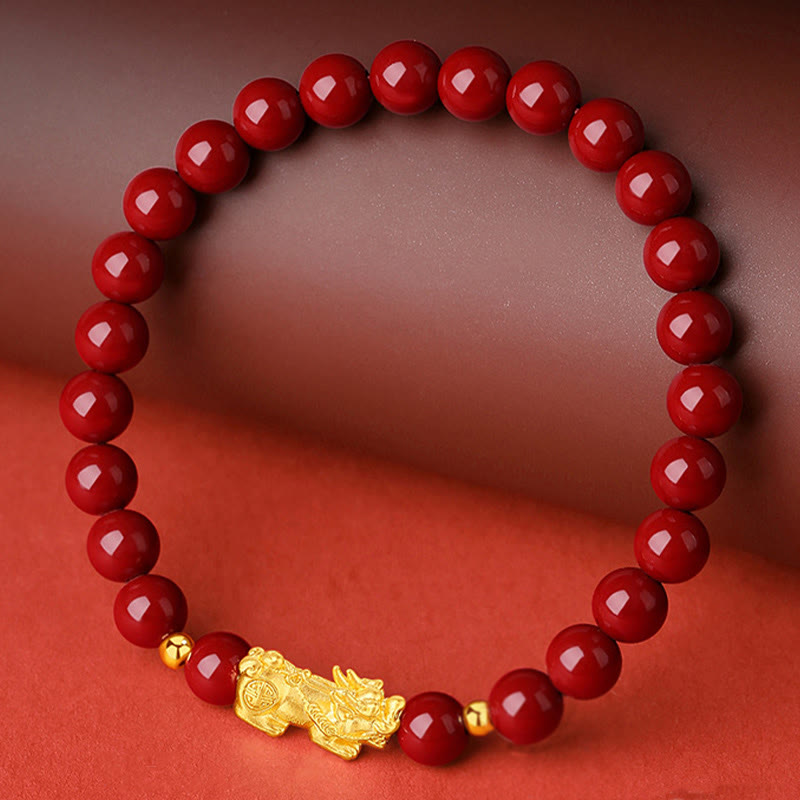 6mm Cinnabar Pixiu Bracelet for Calm and Wealth
