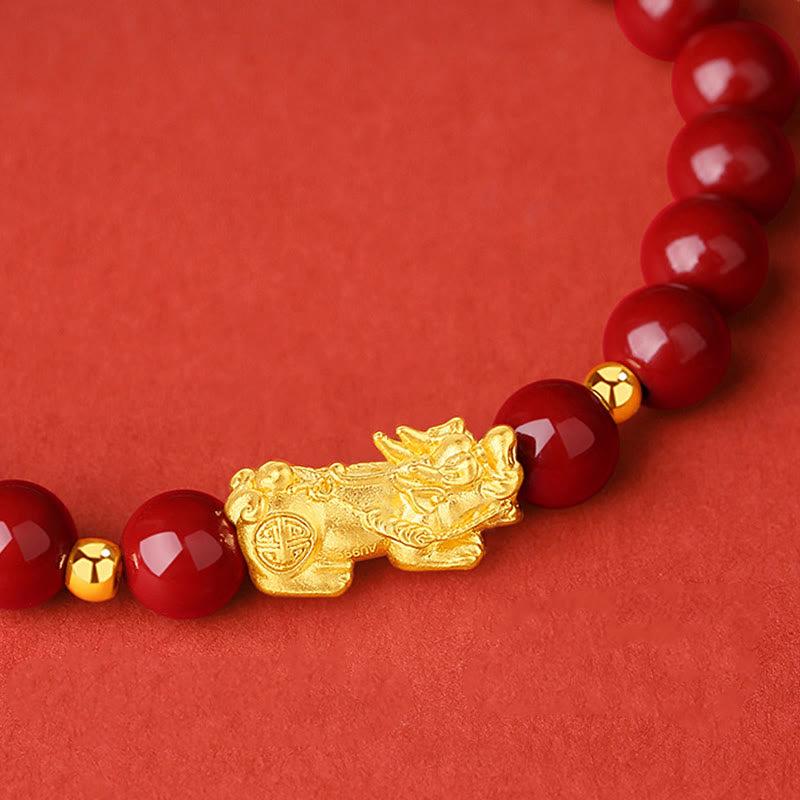 6mm Cinnabar Pixiu Bracelet for Calm and Wealth