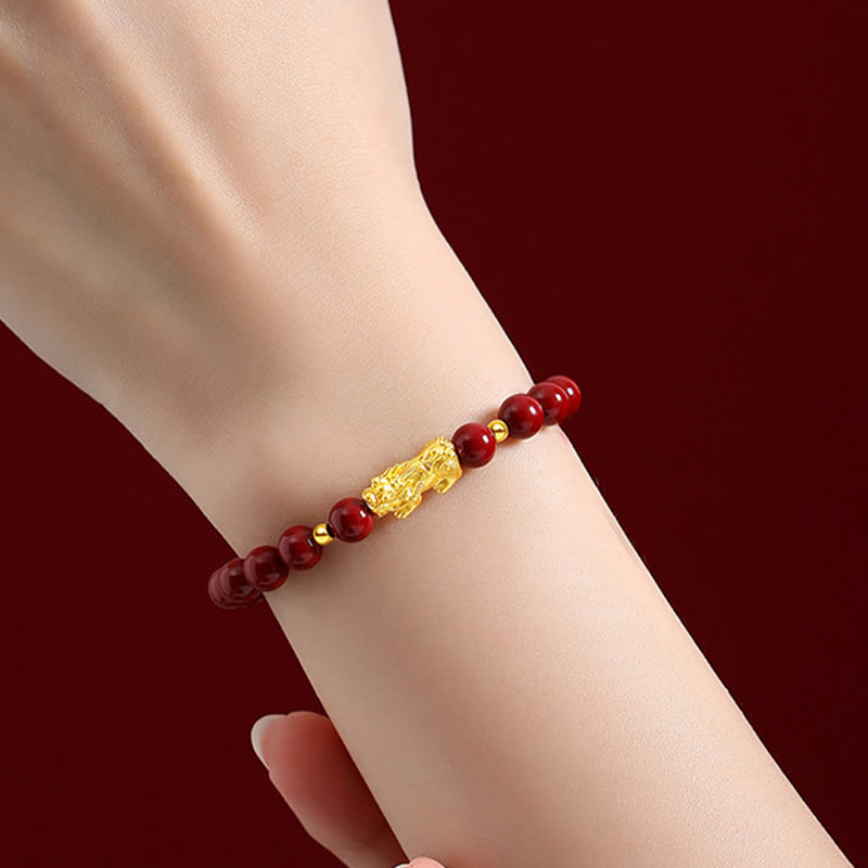6mm Cinnabar Pixiu Bracelet for Calm and Wealth