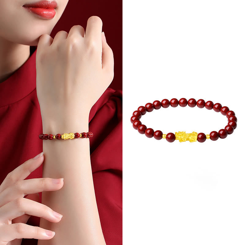 6mm Cinnabar Pixiu Bracelet for Calm and Wealth
