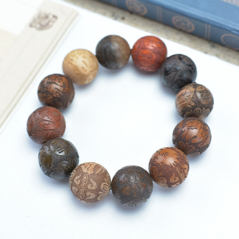 Sandalwood Dragon Phoenix Healing Bracelet 20mm Beads