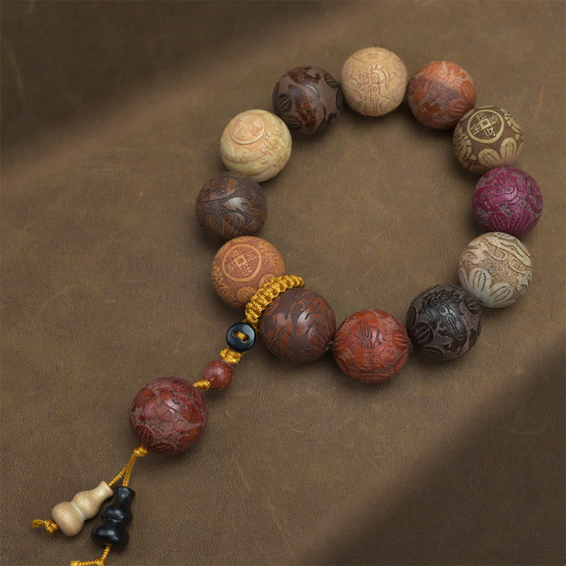 Sandalwood Dragon Phoenix Healing Bracelet 20mm Beads