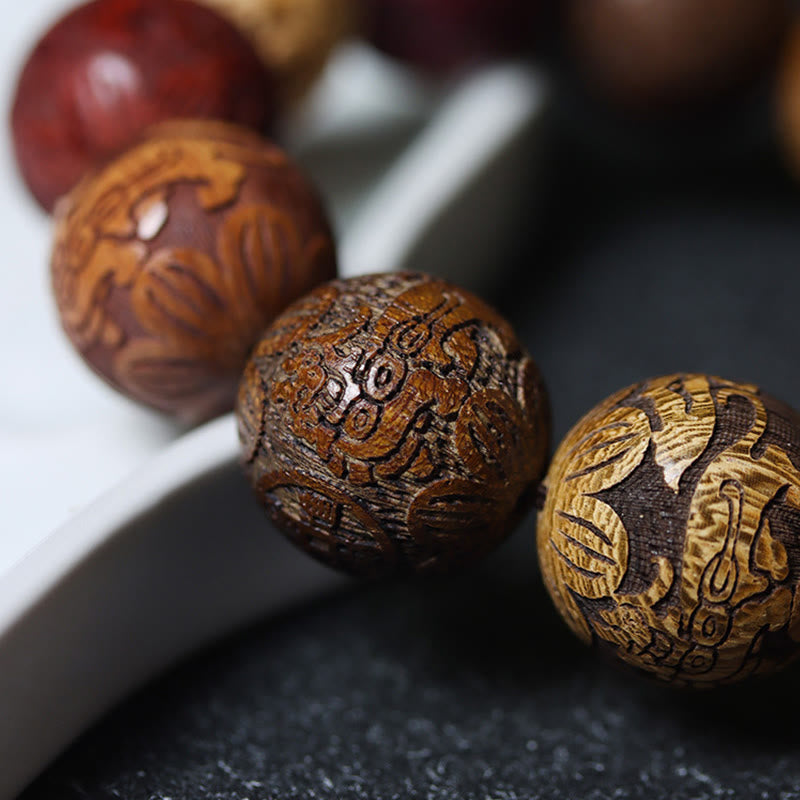 Sandalwood Dragon Phoenix Healing Bracelet 20mm Beads