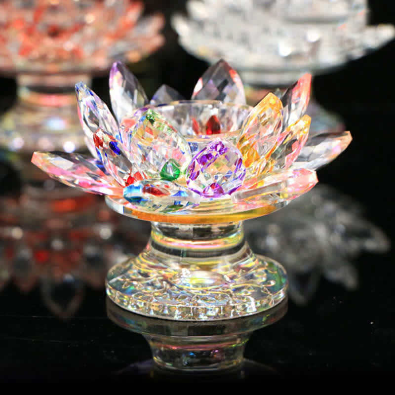 Lotus Flower Crystal Candle Holder | Spiritual Home Accent