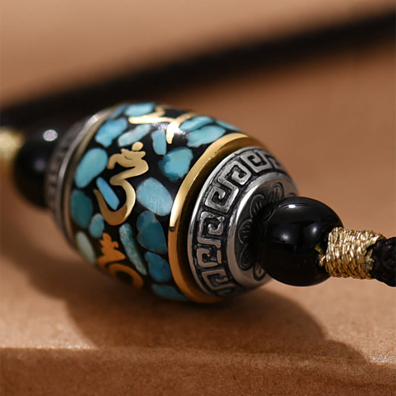 Om Mani Padme Hum Necklace Dzi Bead Protection Pendant