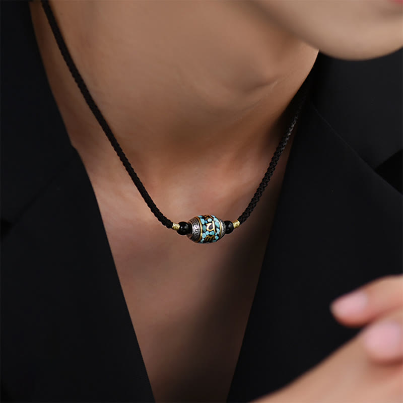 Om Mani Padme Hum Necklace Dzi Bead Protection Pendant