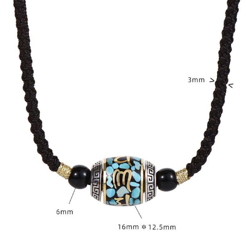 Om Mani Padme Hum Necklace Dzi Bead Protection Pendant