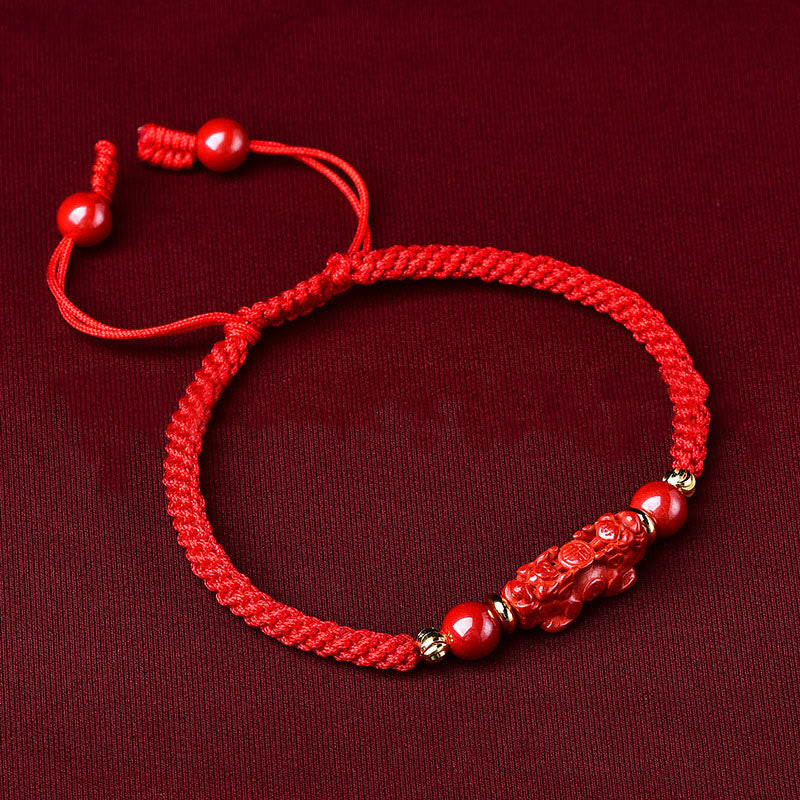 Unisex Cinnabar Ruyi Stick Wealth Bracelet