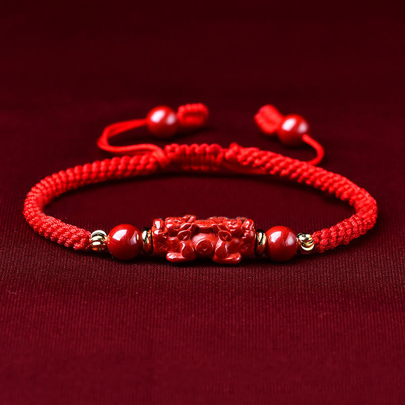 Unisex Cinnabar Ruyi Stick Wealth Bracelet
