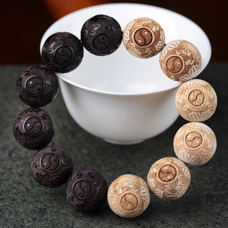 Ebony Camphor Wood Yin Yang Peace Bracelet 20mm