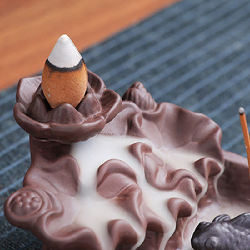 Handmade Purple Clay Ceramic Incense Burner Koi Fish or Ox