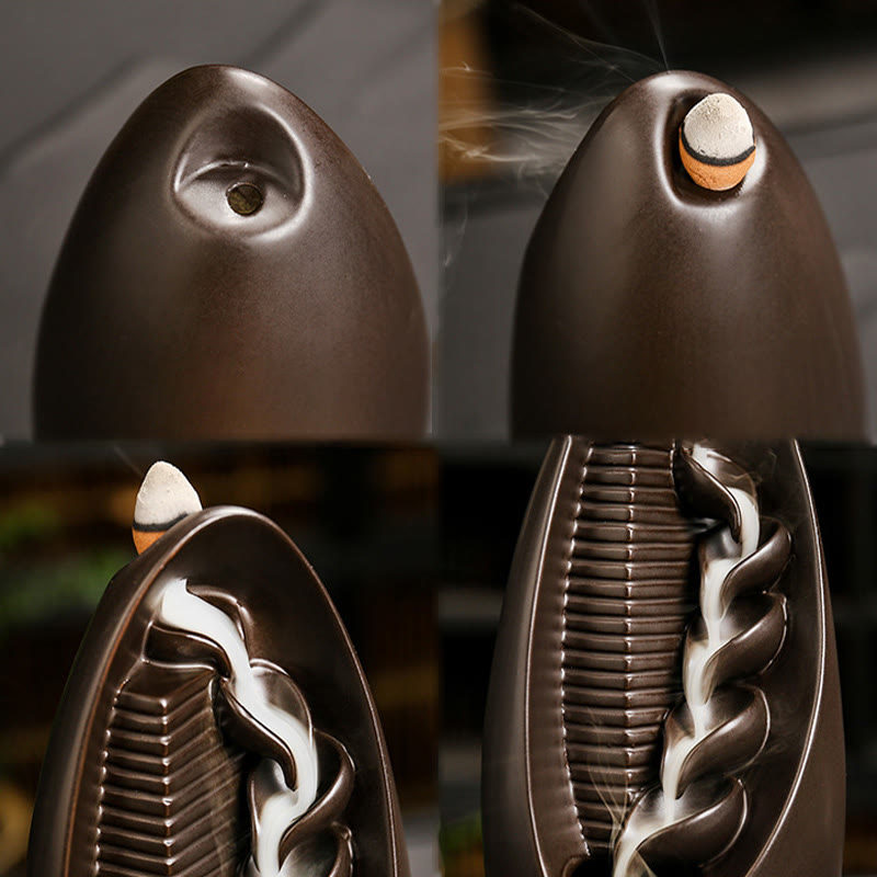 Ceramic Backflow Incense Burner Handcrafted Buddha Hand