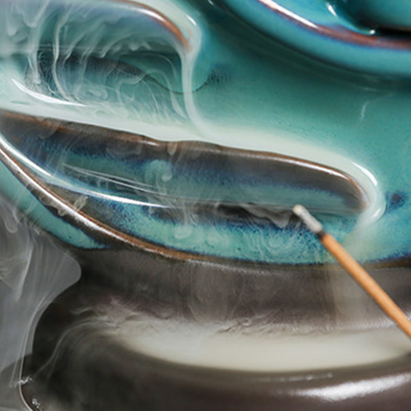 Blue Crescent Moon Ceramic Backflow Incense Burner 12.2cm