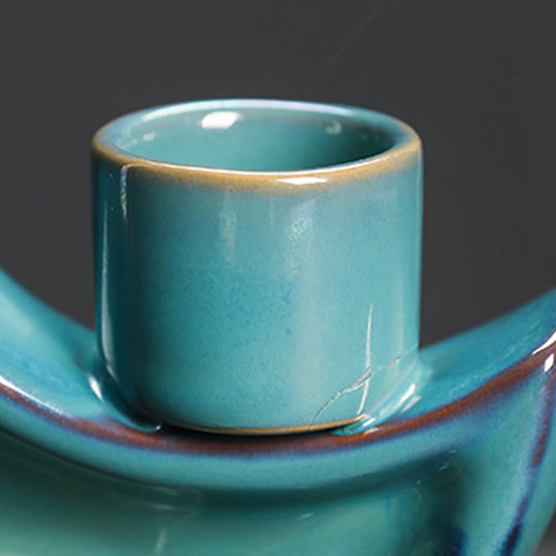 Blue Crescent Moon Ceramic Backflow Incense Burner 12.2cm