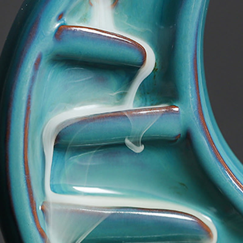 Blue Crescent Moon Ceramic Backflow Incense Burner 12.2cm