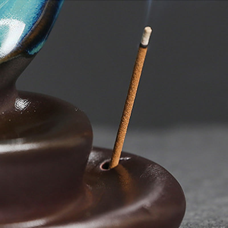 Blue Crescent Moon Ceramic Backflow Incense Burner 12.2cm