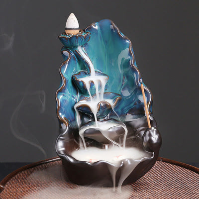 Blue Lotus Leaf Ceramic Backflow Incense Burner 10.1cm