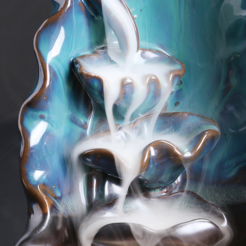 Blue Lotus Leaf Ceramic Backflow Incense Burner 10.1cm