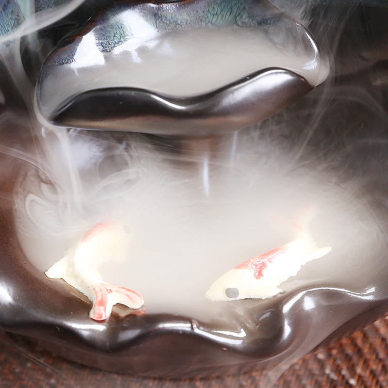 Blue Lotus Leaf Ceramic Backflow Incense Burner 10.1cm