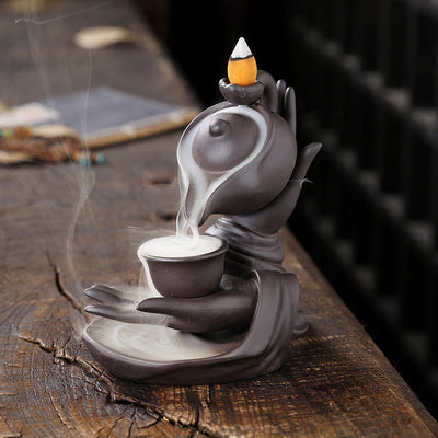 Ceramic Buddha Hand Backflow Incense Burner 13.7cm