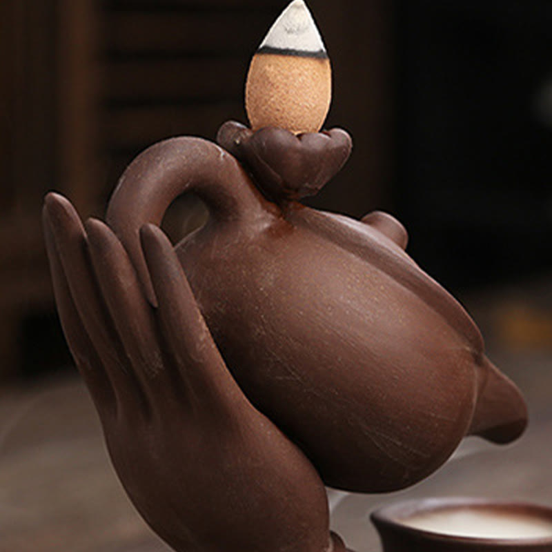 Ceramic Buddha Hand Backflow Incense Burner 13.7cm