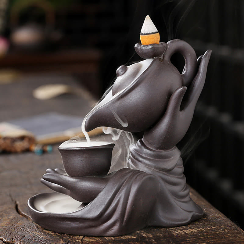 Ceramic Buddha Hand Backflow Incense Burner 13.7cm