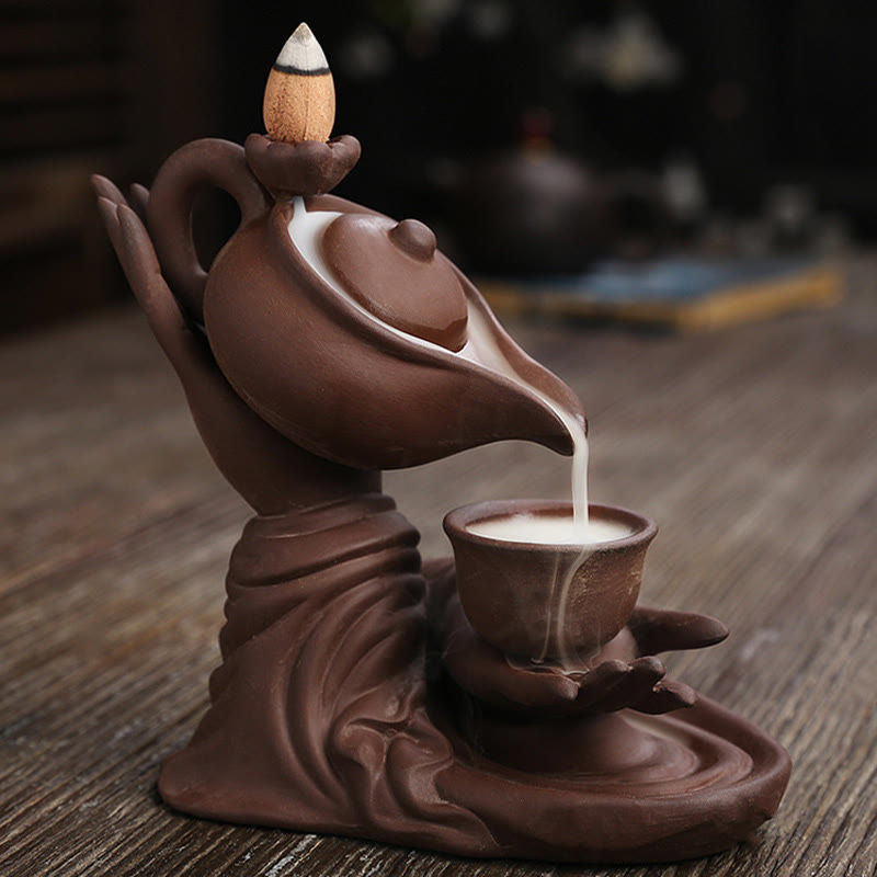 Ceramic Buddha Hand Backflow Incense Burner 13.7cm