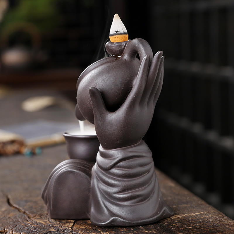 Ceramic Buddha Hand Backflow Incense Burner 13.7cm