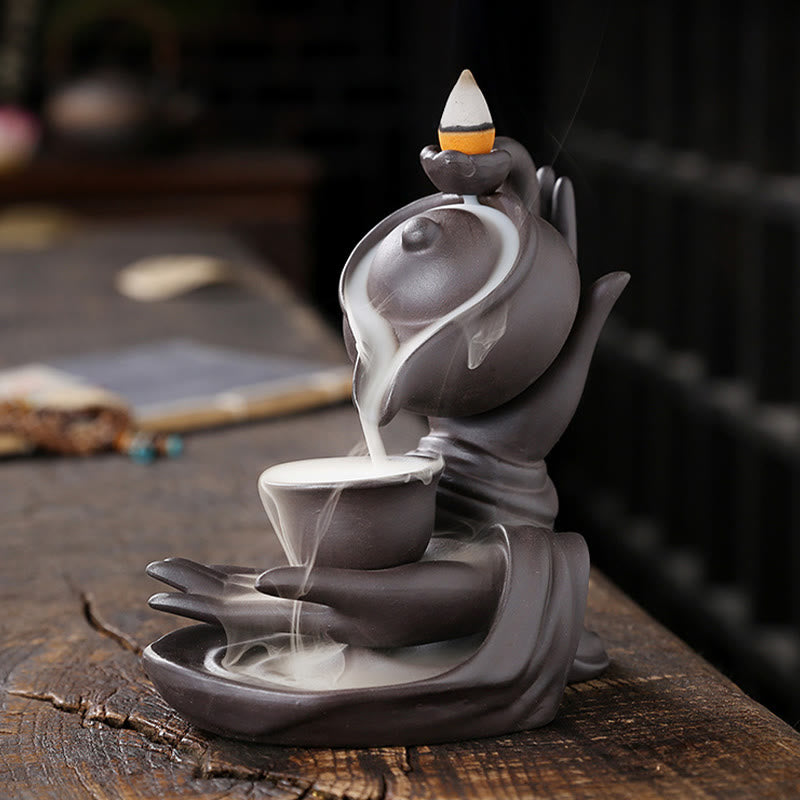 Ceramic Buddha Hand Backflow Incense Burner 13.7cm